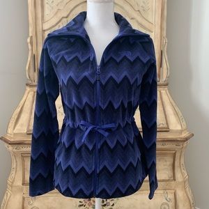 💗 North Face Harper Fleece Zip Jacket Cinch Waist Chevron Coat